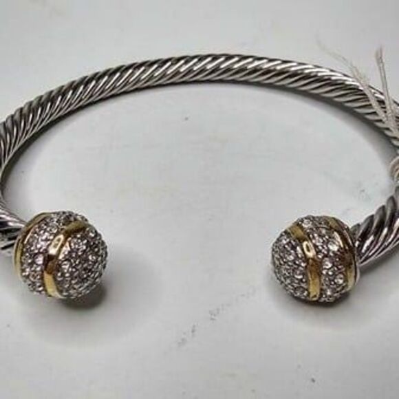 NWT Kate Spade Pave Silver Tone Twist Cuff Bracelet - Picture 1 of 3